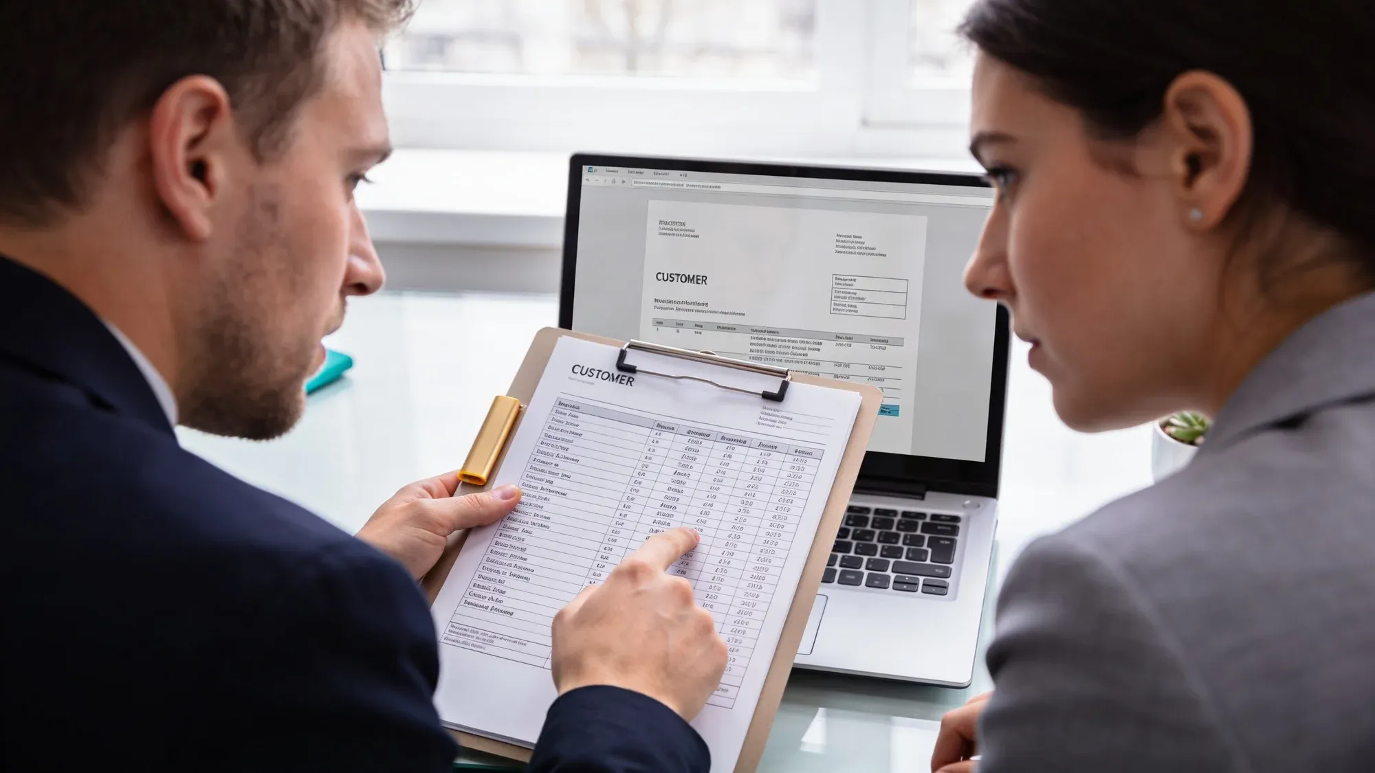 Sales team reviewing an exclusive, matched lead list produced by a Viewmedia campaign