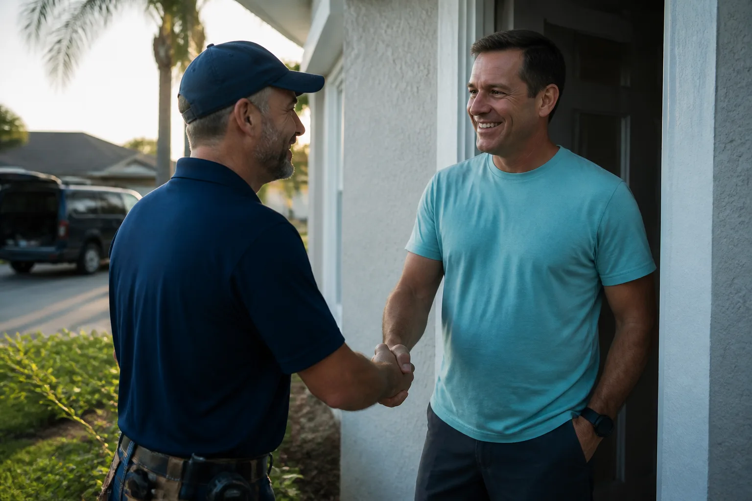 Homeowner at the door with a tradesperson